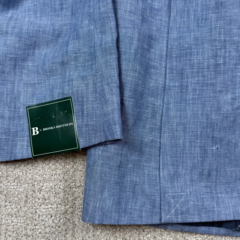 NEW Brooks Brothers Mens 42L Blue 100% Linen Two Button Sport Coat Blazer